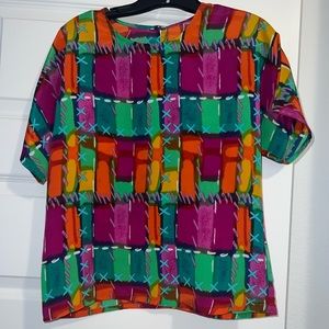 Vintage Color Block Blouse